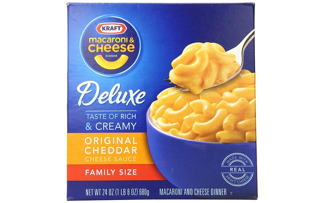 Kraft Macaroni Cheese Dinner, Deluxe Original Cheddar (Family Size)   Box  680 grams